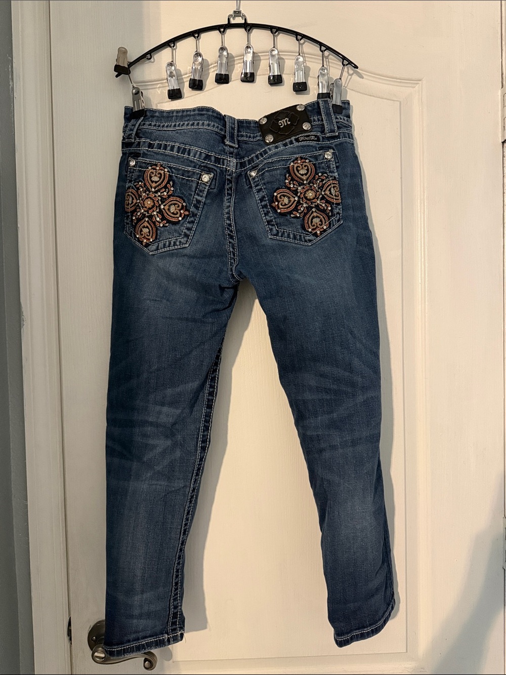 Miss Me Dark Blue Embellished Ankle Jeans